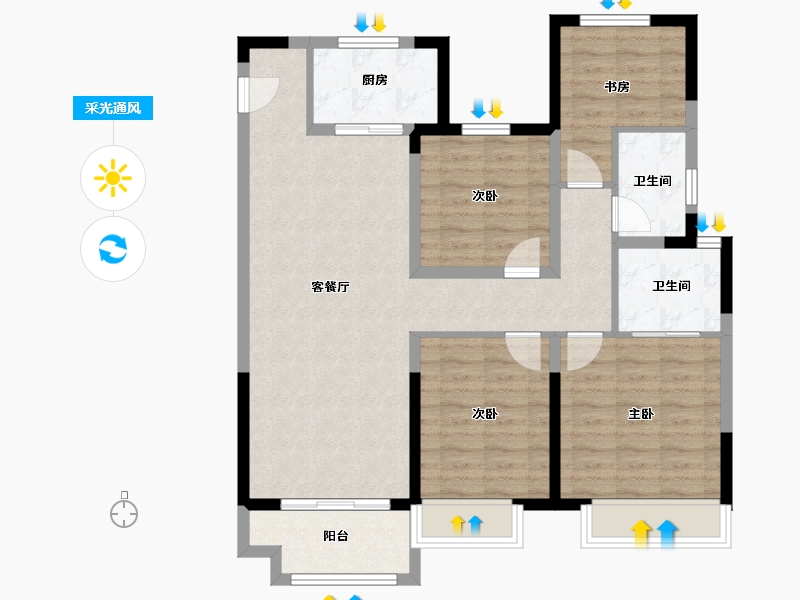 山东省-德州市-东城壹号院-95.00-户型库-采光通风