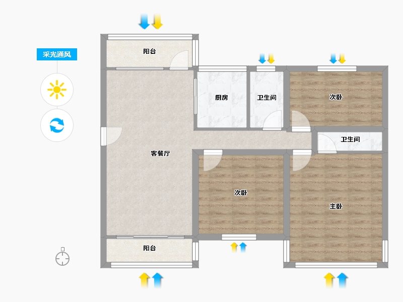 广东省-深圳市-金湖花园(A区)-87.63-户型库-采光通风