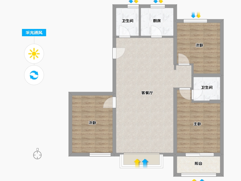 河北省-沧州市-广信远馨-103.00-户型库-采光通风