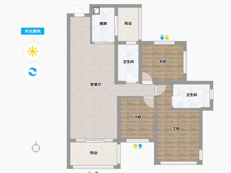 广西壮族自治区-贵港市-华泰荣御-80.00-户型库-采光通风