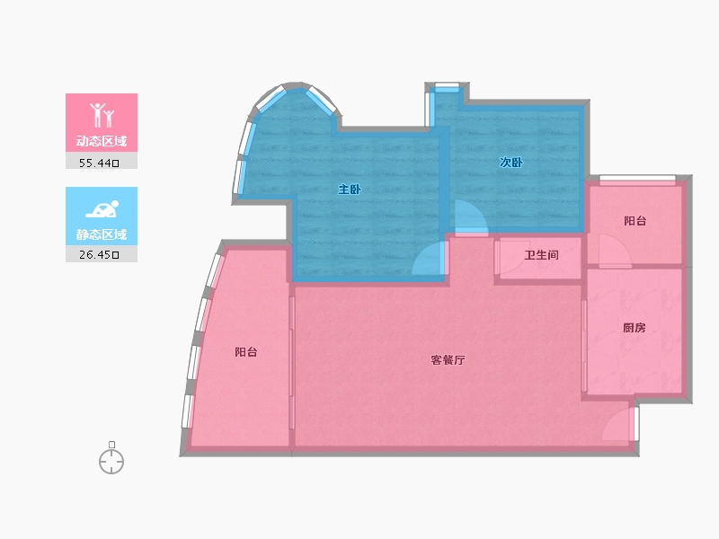 广东省-深圳市-万科东方尊峪-73.81-户型库-动静分区