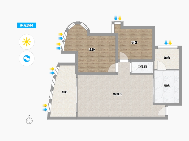 广东省-深圳市-万科东方尊峪-73.81-户型库-采光通风