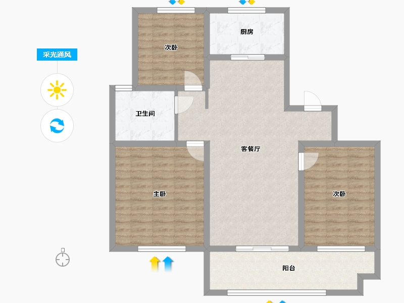 山东省-潍坊市-龙港育秀园-104.00-户型库-采光通风