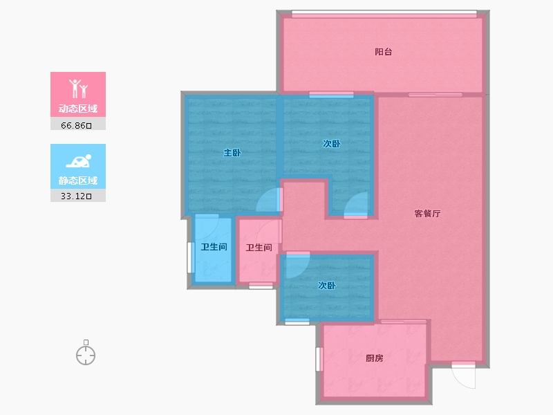 广东省-深圳市-万科东方尊峪-88.60-户型库-动静分区