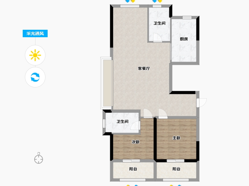 浙江省-衢州市-碧桂园·江湾半岛-78.00-户型库-采光通风