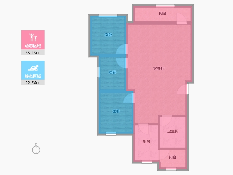 广东省-深圳市-兴华花园(宝安)-69.03-户型库-动静分区