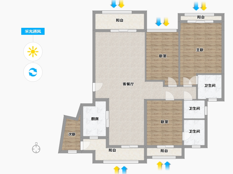 广东省-广州市-荟心园-133.01-户型库-采光通风