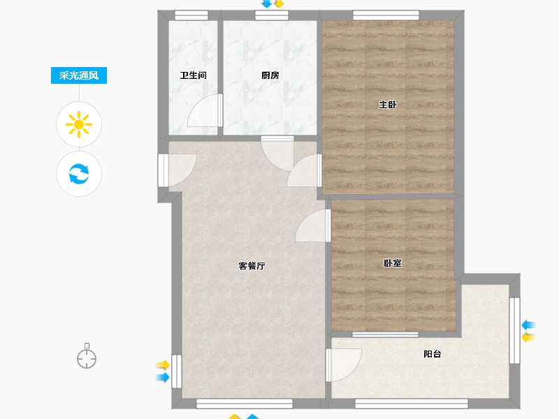 广东省-广州市-大沙头三马路九号大院-70.00-户型库-采光通风