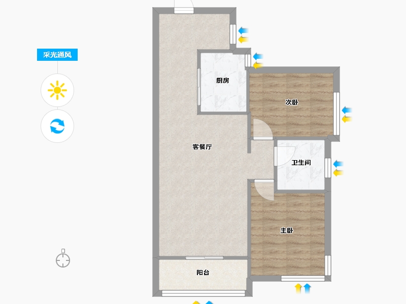 广东省-东莞市-汉邦66广场-62.40-户型库-采光通风