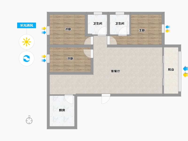 广东省-深圳市-卓越城市中心花园-82.67-户型库-采光通风