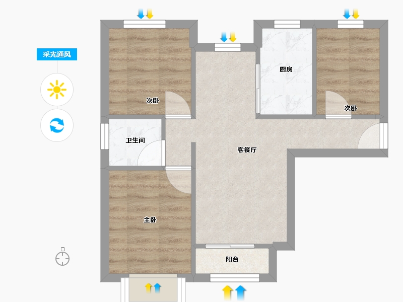 河北省-邯郸市-赵都新城-光和园-120.00-户型库-采光通风