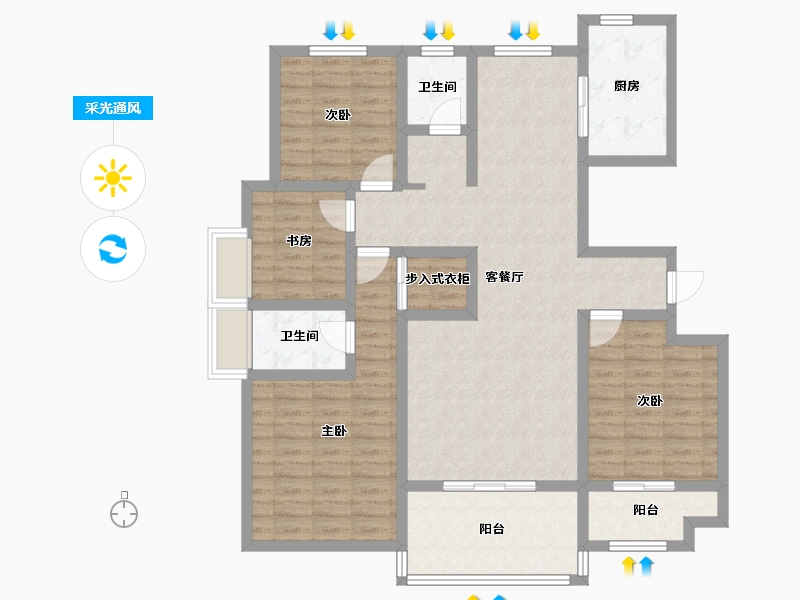 山东省-莱芜市-汶河名郡-129.00-户型库-采光通风