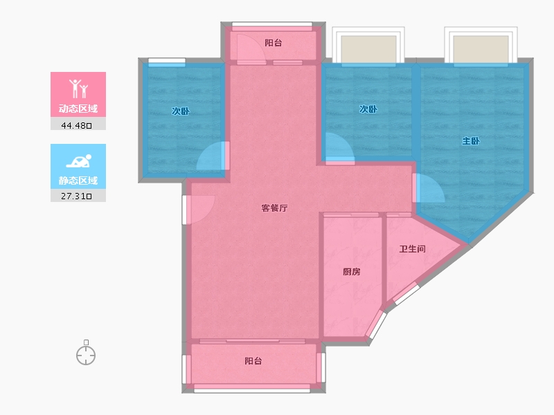 海南省-海口市-龙华新华苑(一期)-63.58-户型库-动静分区