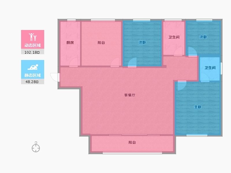 海南省-海口市-龙泉花园(龙华)-137.13-户型库-动静分区