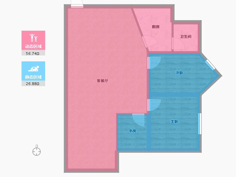 海南省-海口市-龙泉花园(龙华)-75.83-户型库-动静分区