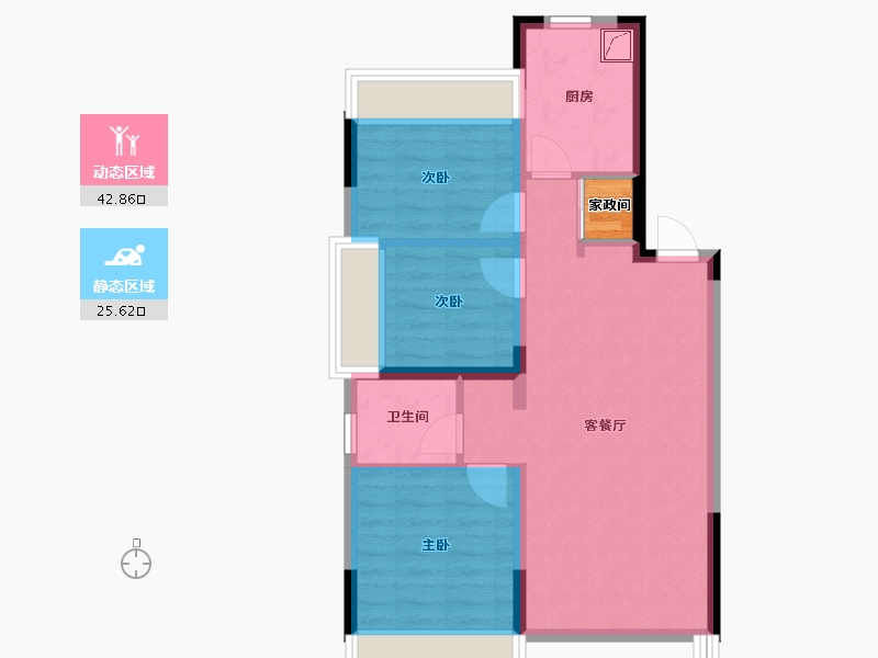 辽宁省-沈阳市-保利天汇-70.90-户型库-动静分区