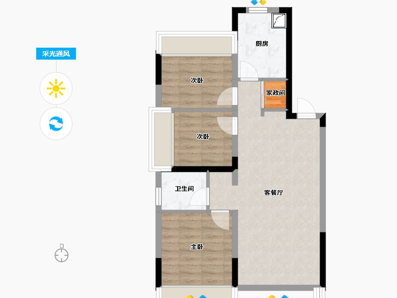 辽宁省-沈阳市-保利天汇-70.90-户型库-采光通风