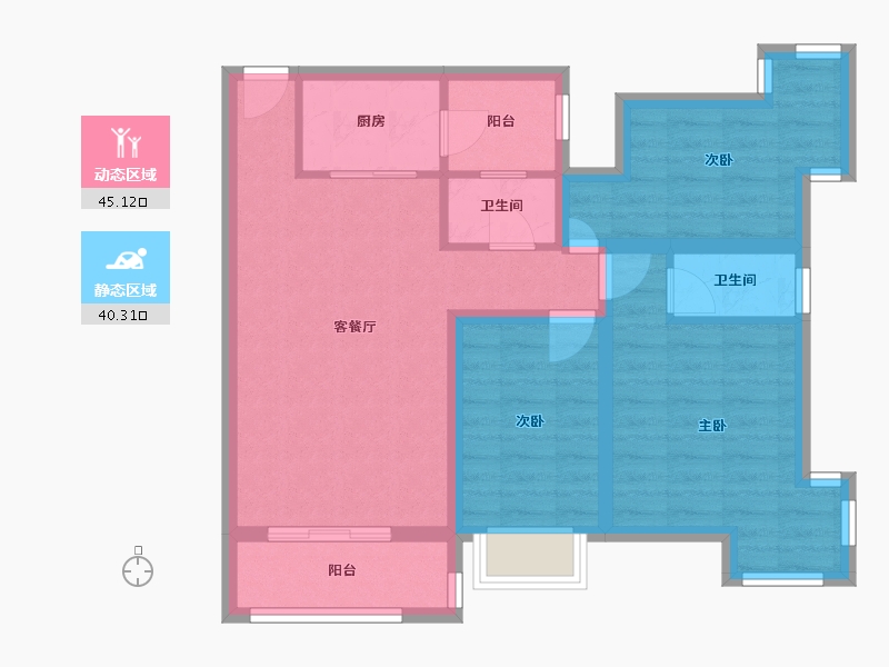 黑龙江省-鹤岗市-麒麟花园-75.09-户型库-动静分区