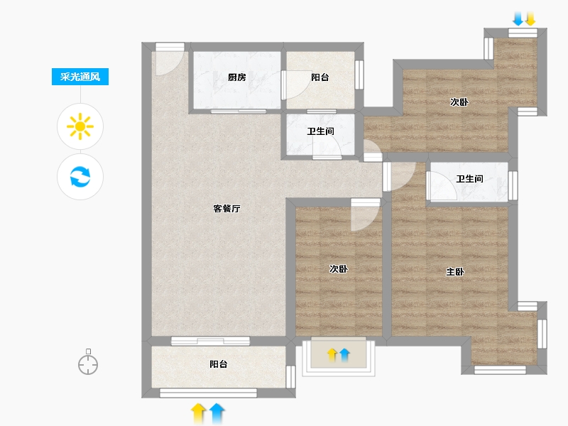 黑龙江省-鹤岗市-麒麟花园-75.09-户型库-采光通风