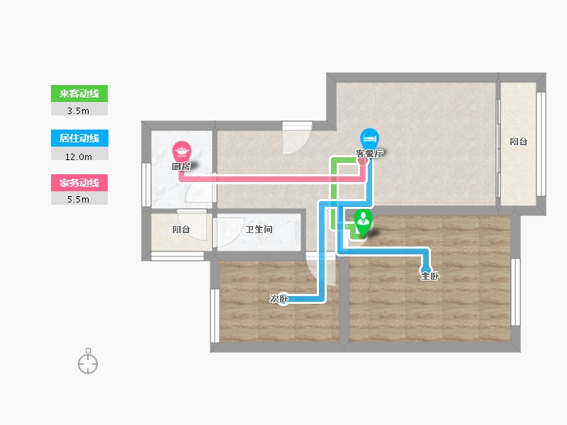 海南省-海口市-锦绣花园(龙华)-53.62-户型库-动静线