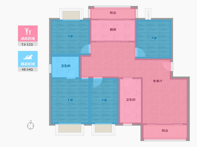 海南省-海口市-龙华新华苑(一期)-95.79-户型库-动静分区