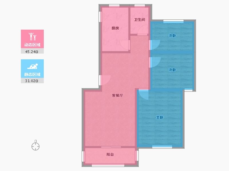 黑龙江省-鹤岗市-麒麟花园-67.71-户型库-动静分区