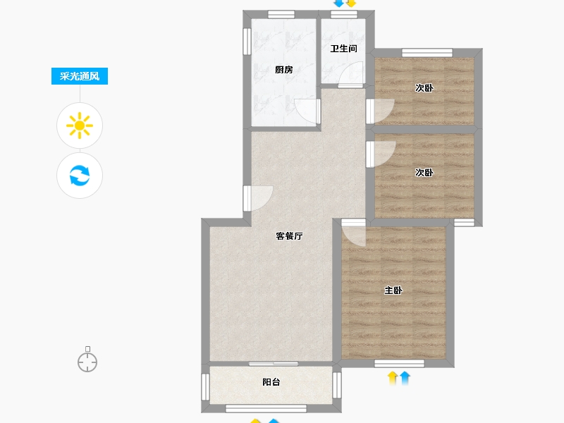 黑龙江省-鹤岗市-麒麟花园-67.71-户型库-采光通风