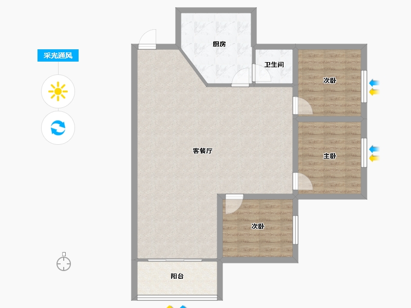 海南省-海口市-龙泉花园(龙华)-92.95-户型库-采光通风