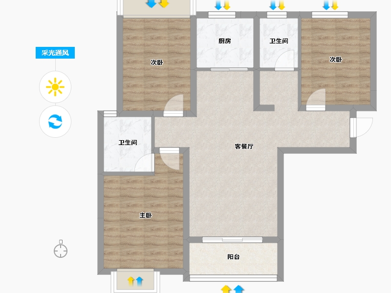 河南省-新乡市-华天珑悦-91.17-户型库-采光通风