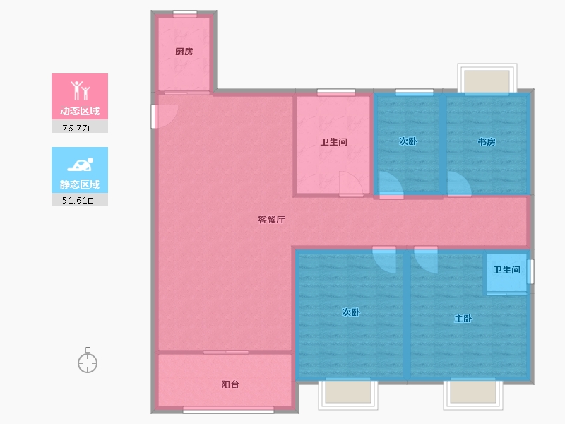 黑龙江省-鹤岗市-麒麟花园-115.77-户型库-动静分区