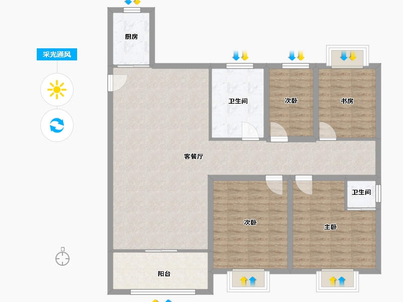 黑龙江省-鹤岗市-麒麟花园-115.77-户型库-采光通风