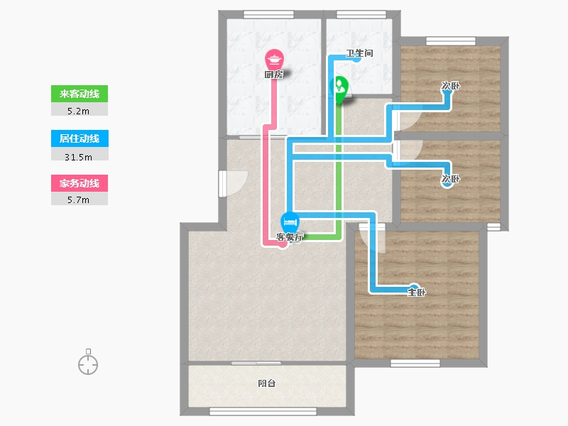 黑龙江省-鹤岗市-麒麟花园-86.56-户型库-动静线