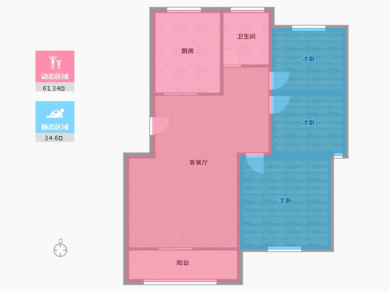 黑龙江省-鹤岗市-麒麟花园-86.56-户型库-动静分区