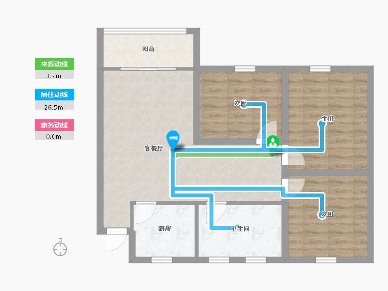 海南省-海口市-龙泉花园(龙华)-71.76-户型库-动静线