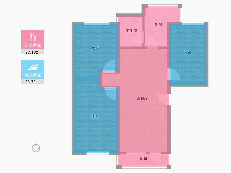 海南省-海口市-锦绣花园(龙华)-62.35-户型库-动静分区