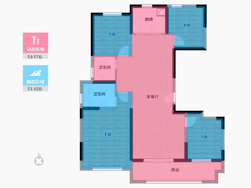 江苏省-扬州市-宝雅新天地-98.00-户型库-动静分区