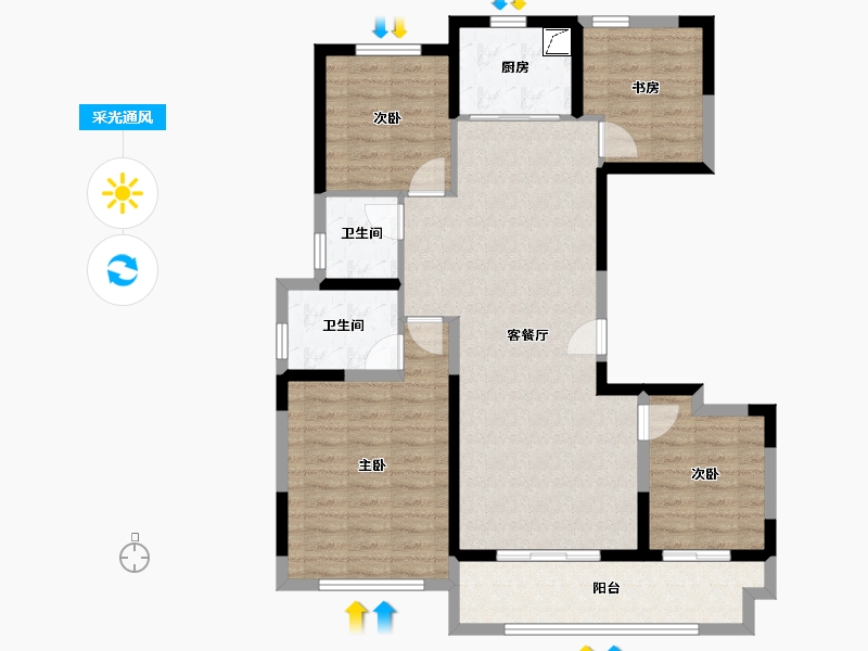 江苏省-扬州市-宝雅新天地-98.00-户型库-采光通风