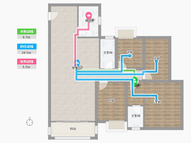 海南省-海口市-龙华新华苑(一期)-105.59-户型库-动静线