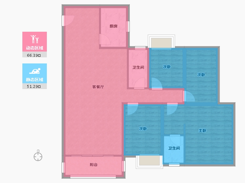 海南省-海口市-龙华新华苑(一期)-105.59-户型库-动静分区