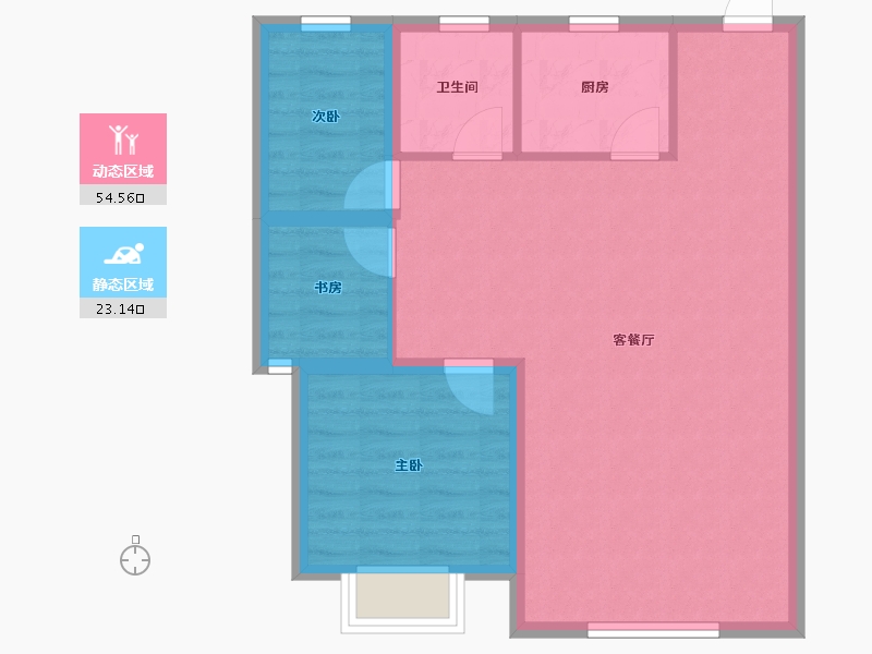 海南省-海口市-龙泉花园(龙华)-70.22-户型库-动静分区