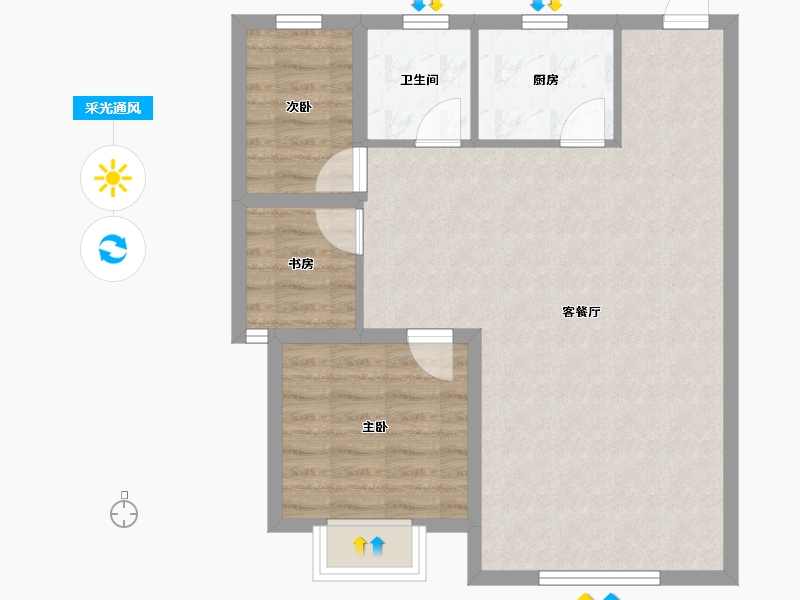 海南省-海口市-龙泉花园(龙华)-70.22-户型库-采光通风