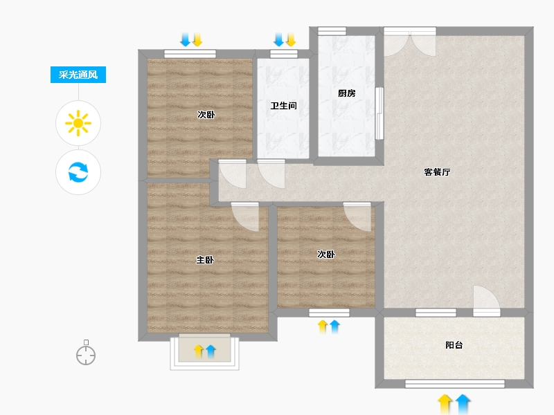 山东省-济宁市-鑫悦豪庭-90.63-户型库-采光通风