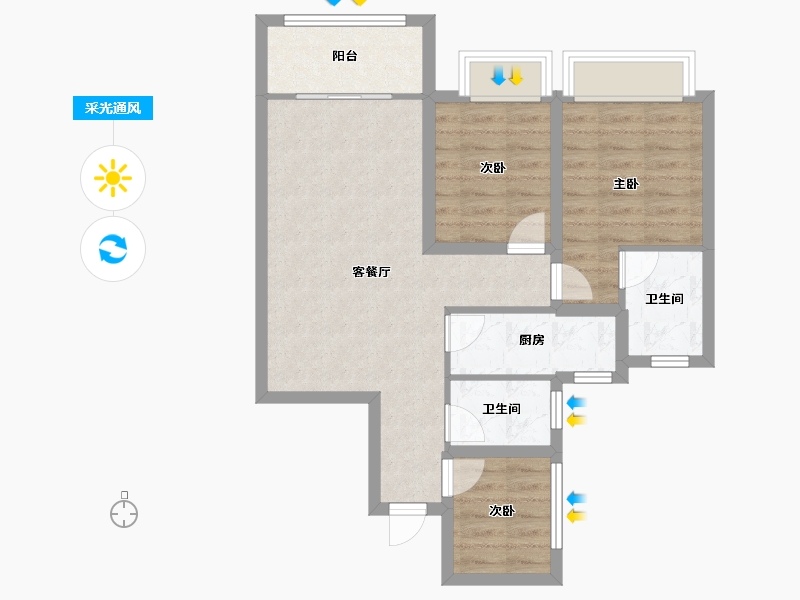 广东省-深圳市-联投东方华府(一期)-67.38-户型库-采光通风