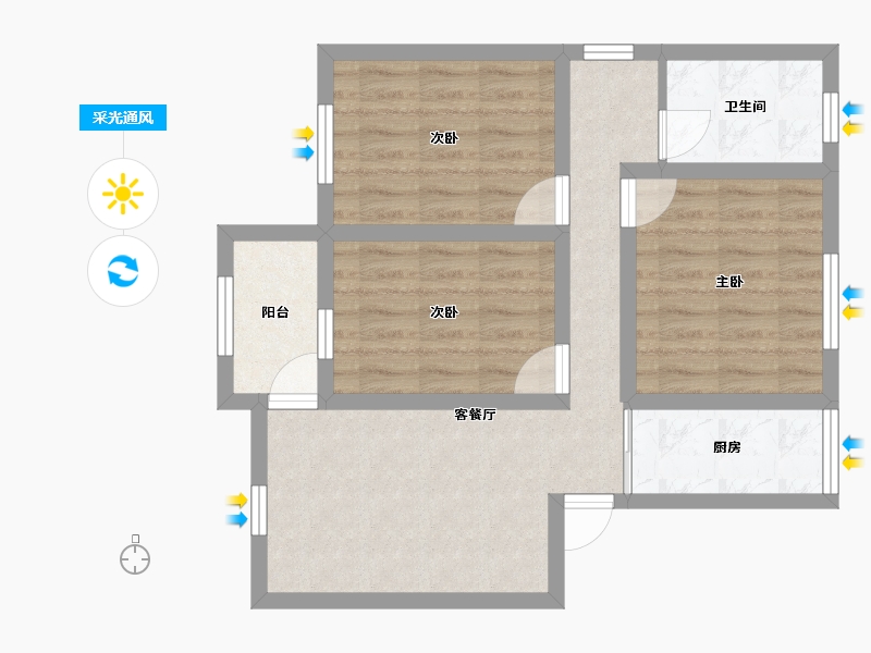 广东省-深圳市-弘雅花园（二期）-62.14-户型库-采光通风