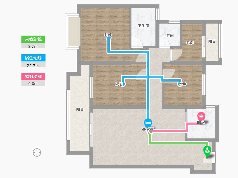 浙江省-宁波市-湖畔云庭-93.96-户型库-动静线