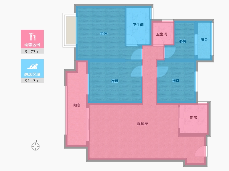 浙江省-宁波市-湖畔云庭-93.96-户型库-动静分区