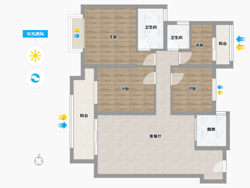 浙江省-宁波市-湖畔云庭-93.96-户型库-采光通风