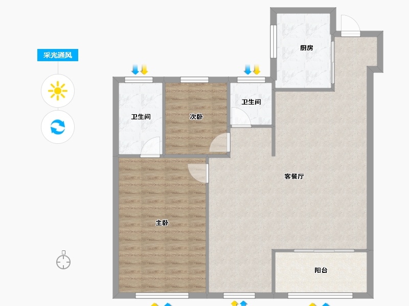 辽宁省-沈阳市-吾悦华府-103.00-户型库-采光通风