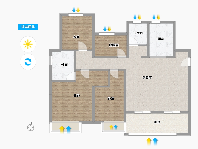 河南省-安阳市-安阳建业桂园-105.00-户型库-采光通风