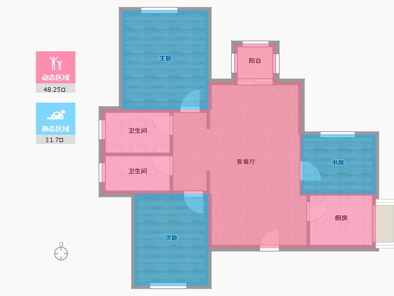 广东省-深圳市-联投东方华府(二期)-71.43-户型库-动静分区